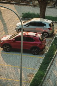 a couple of cars parked next to each other