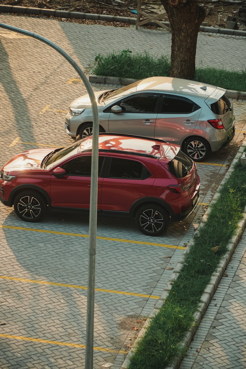 a couple of cars parked next to each other